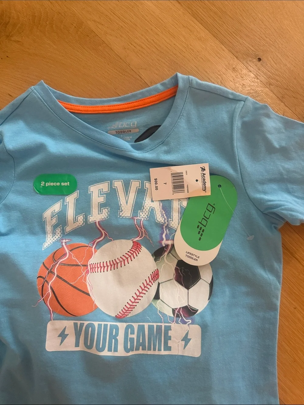bcg Blue Tee and Navy Sports-Print Shorts Set